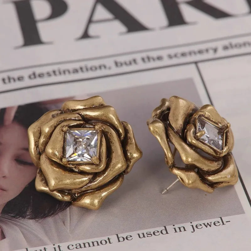 Trendy Jewelry Elegant Temperament Metal Flower Earrings For Women'S Female Gifts Delicate Design Ear Accessories Hot Selling