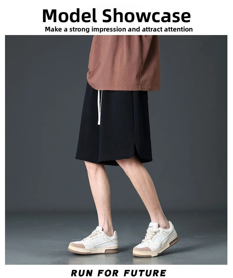 Loose Ice Silk Basketball Shorts Men's Summer Quick Dry Sport Mid-Pants American Breathable Casual Straight Loose Five-Quarter