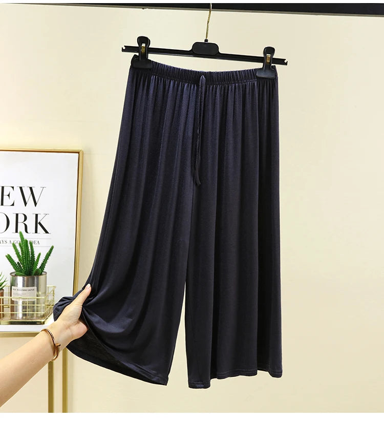 Women's Modal Wide-Leg Pants - High-Waisted Casual Summer Lounge
