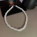 Elegant Double-layer Simulated Pearl Chain Necklaces Women Exquisite Bikini Dress Necklace Beach Jewelry Dinner Party Gift K-