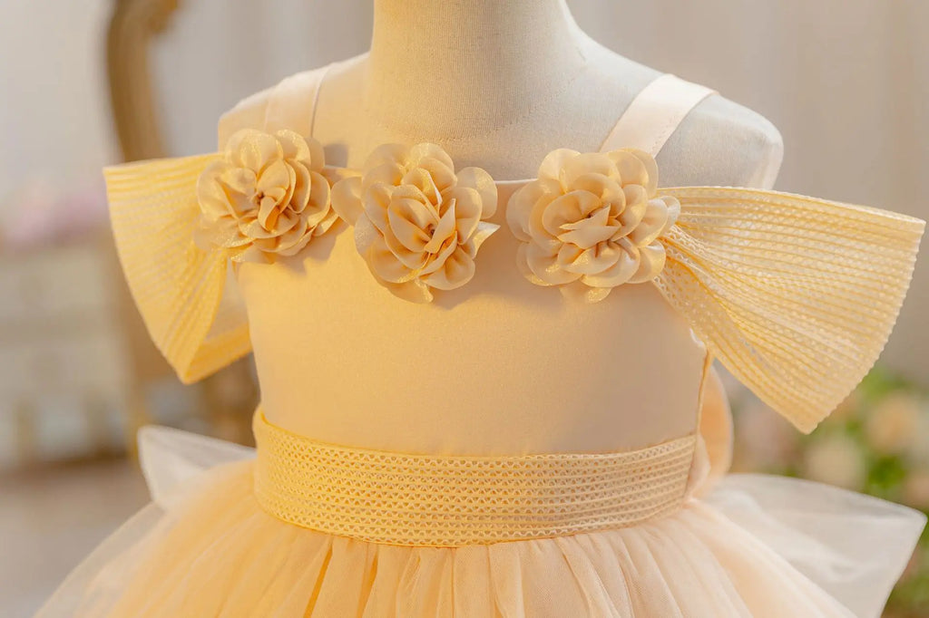 HETISO Children's Birthday Dress Off-the-shoulder Party Princess Wedding Holiday Ball Gown For 1-5 Years