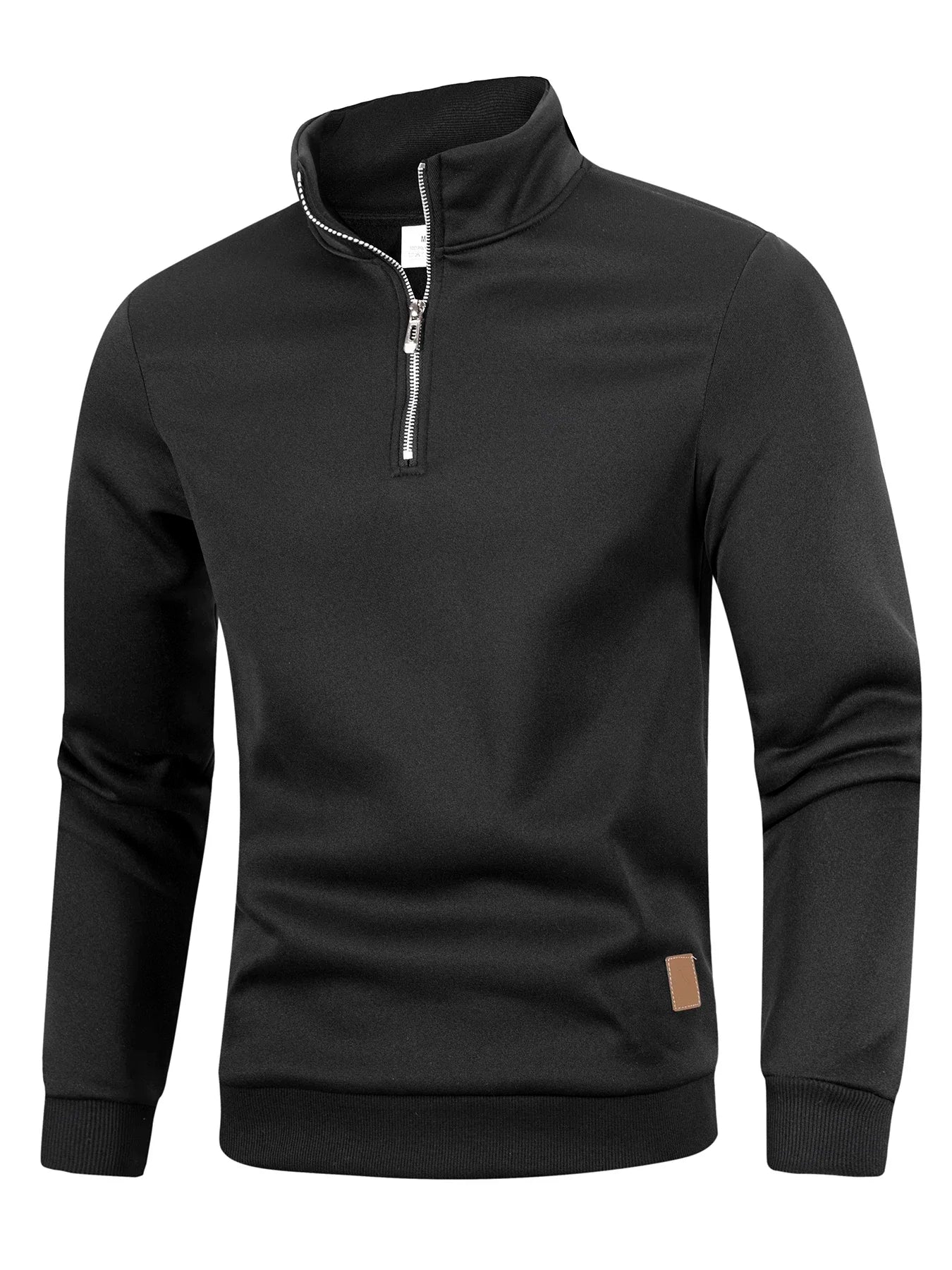 Autumn Mens Zipper Pullover Turtleneck Sweater Warm Solid Color Long Sleeve Casual Top