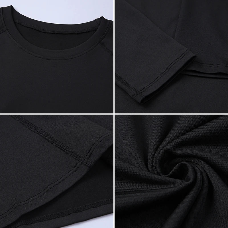 Compression Running Shirt Men Quick Dry Long Sleeve Sportswear For Male Gym Clothing Fitness Tee Training Workout Muscle Top