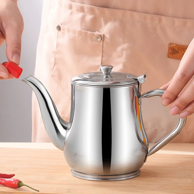 1Pcs Household Stainless Steel Oil Pot with Filter Oil Filter Pot Cooking Household Leak Proof Oil Pouring Seasoning Bottle Tool