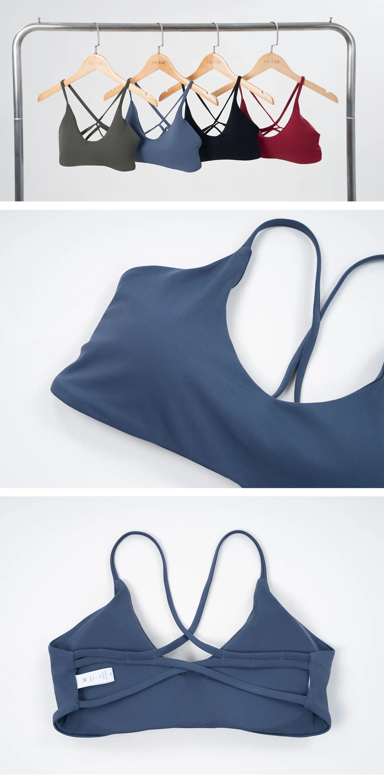 Solid Color Comprehensive Training Yoga Bra Women Fitness Bra Cross Back Sport Underwear Gym Top Hollow Back Push Up Chest Pad