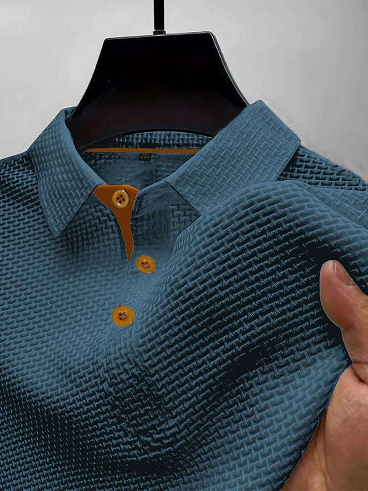 Men's Ice Silk Short-Sleeve Polo Shirt - Casual Knit Button Top