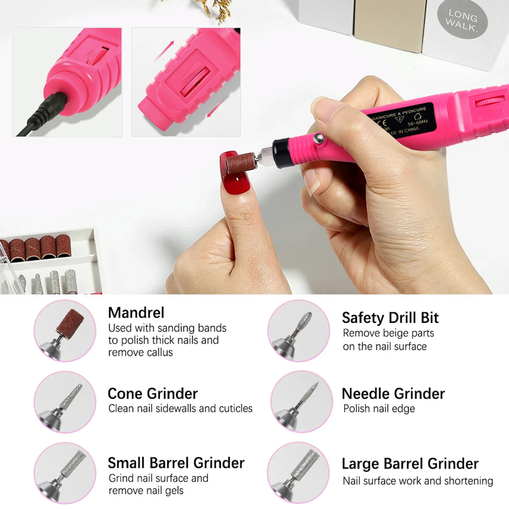LULAA Portable Professional Electric Nail Drill Machine Manicure Tools Pedicure Drill Set Family Nail File Nail Drill Equipment