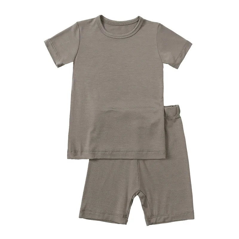 2-Piece Children's Bamboo Fiber Short-Sleeve Shorts Set - Pink