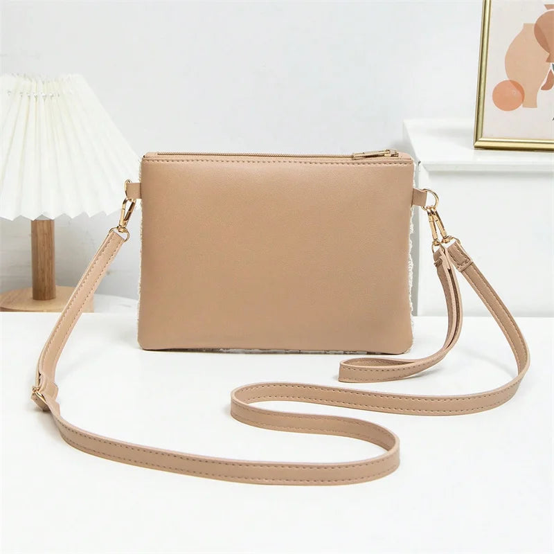 Simple Versatile Crossbody Crochet Bag, New Woven Bag, Zipper Closure, Retro Casual Beach Flower Women's Bags