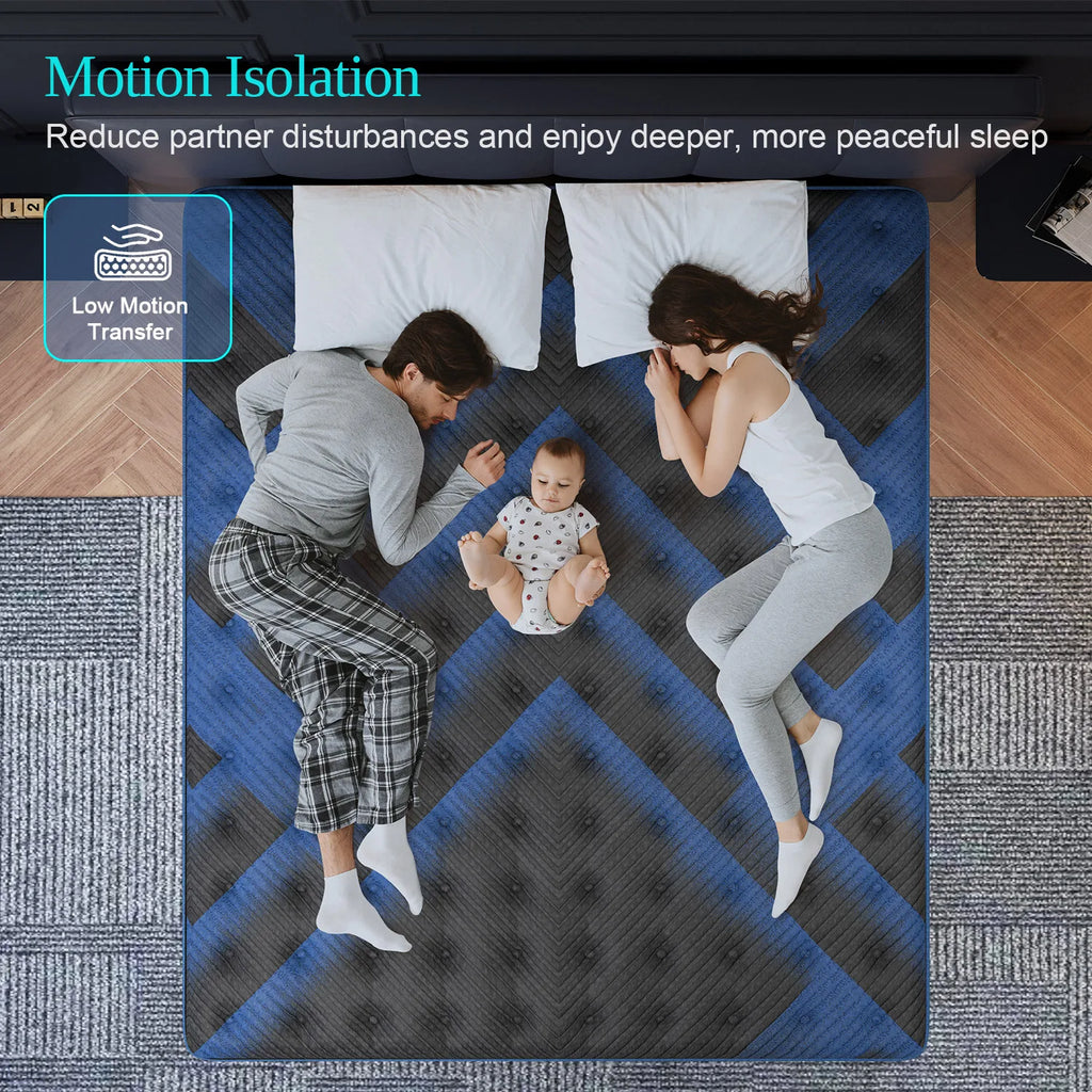 12"Gel Memory Foam Hybrid Pocket Spring Mattress Twin Full Queen King Bed Mattress In A Box, Medium Firm Motion Isolation