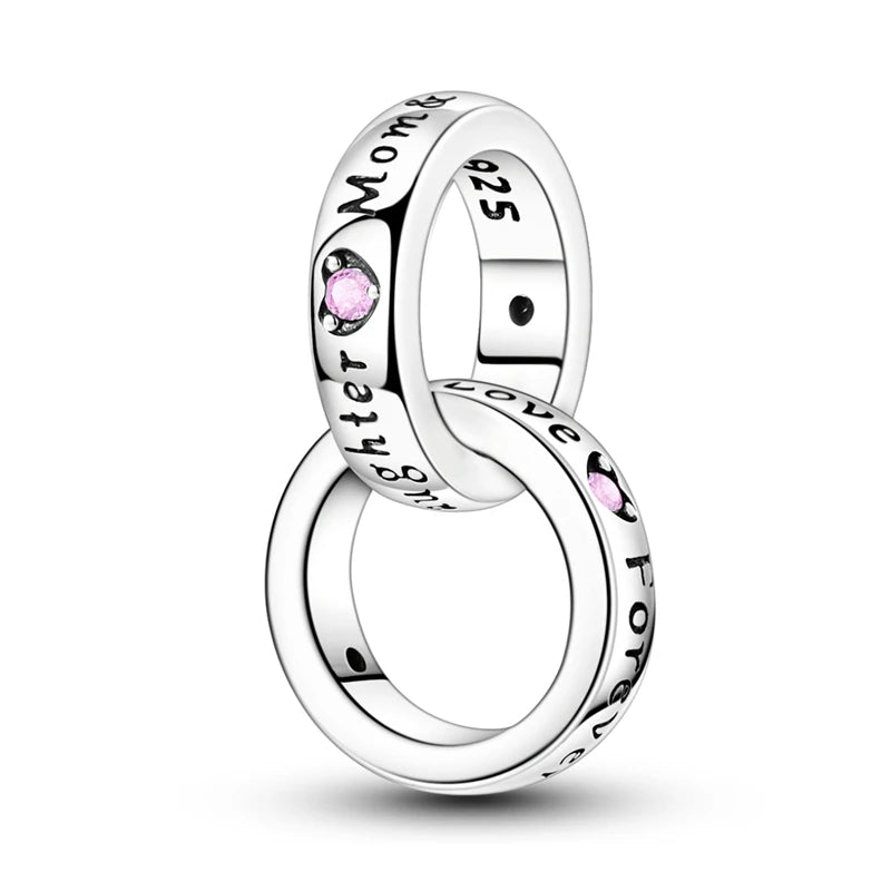 925 Sterling Silver Heart Charm Bead With Zircon Accent, GDTC Certified Fine Jewelry Gift For DIY Bracelet Makers