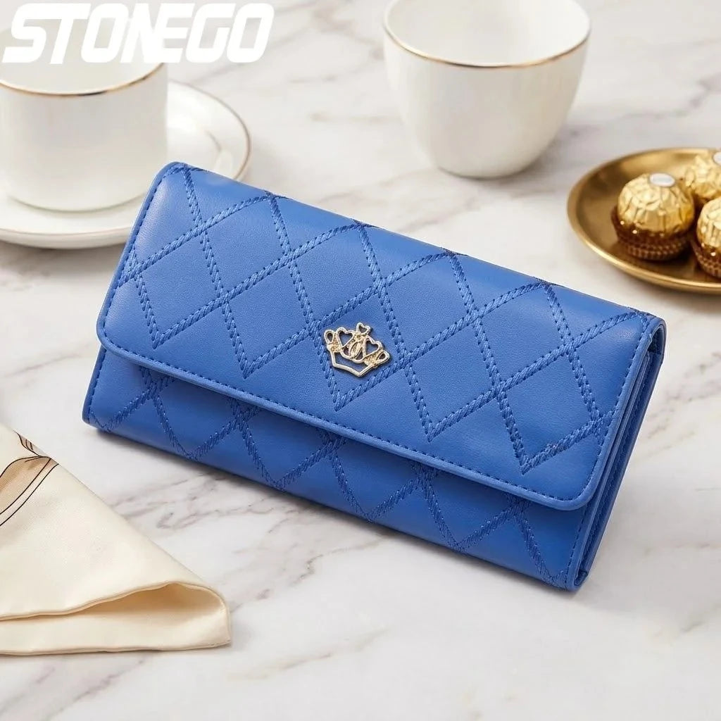 Womens Plaid PU Leather Wallet Long Wallet with Phone Bag Coin Pocket Card Holder Slim Purse