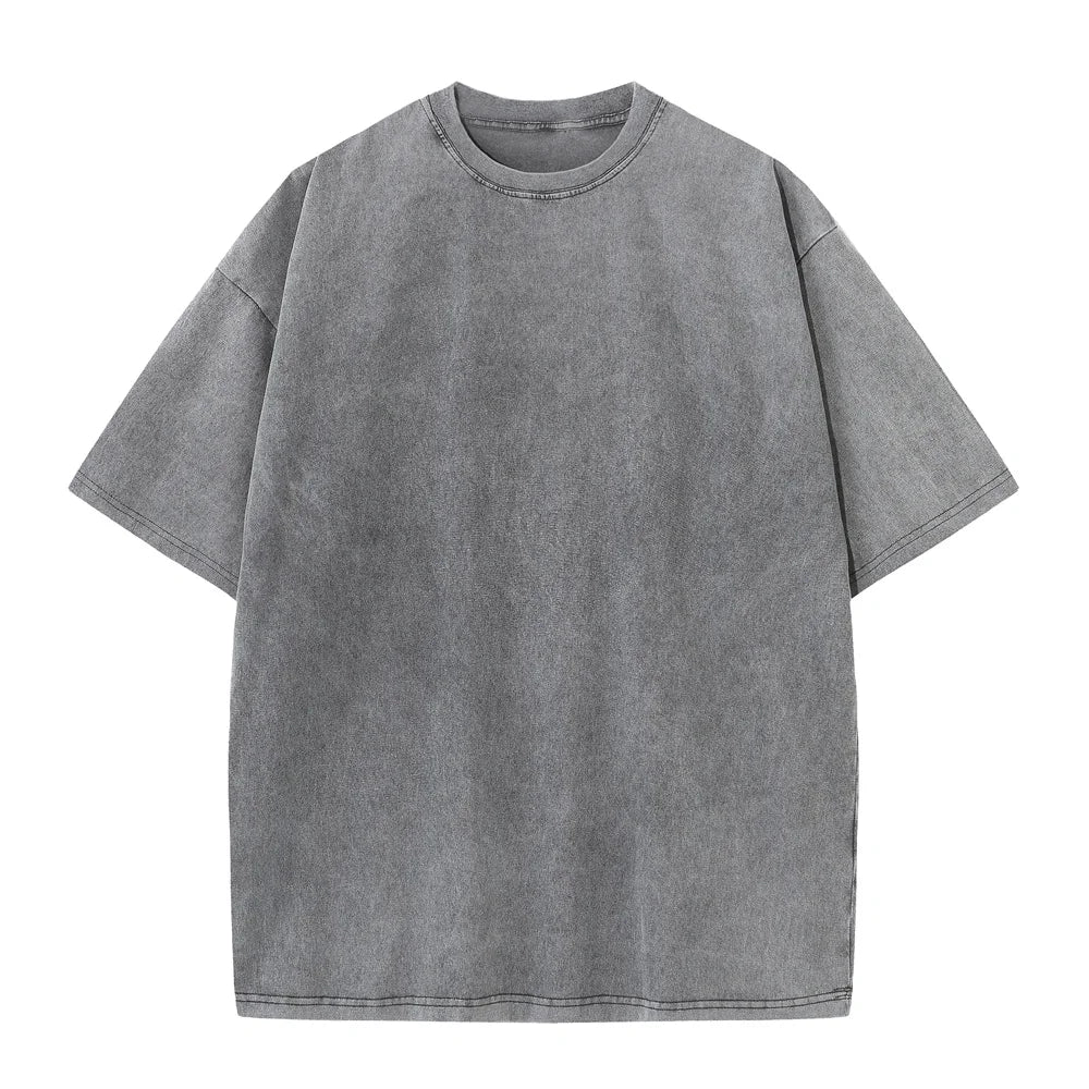 Mens 230G Cotton T Shirt Vintage Washed Short Sleeve Tee For Men Large Size Casual Everyday Wear