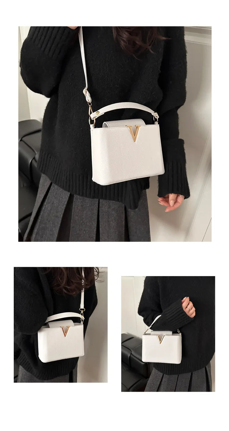 Minimalist Square Shoulder Bag - Women's PU Crossbody Handbag