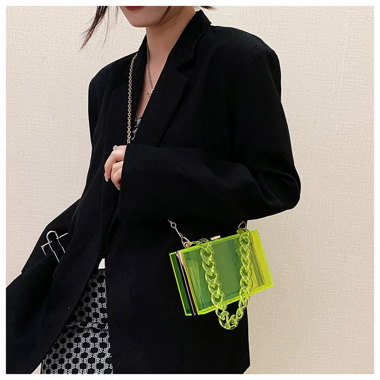 Fashionable Acrylic Handbag Women's Hot Sale Of The Season New Chain Box Bag Transparent Handbag Cross-Border Style Small Siz...