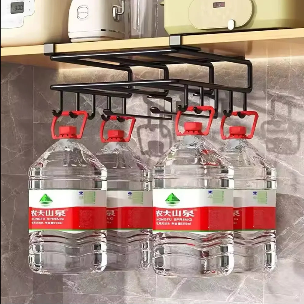 Organizador de cocina colgante con ganchos bajo el armario, soporte para toallas de papel y trapos, tabla de cortar, tapa de olla, estante de almacenamiento