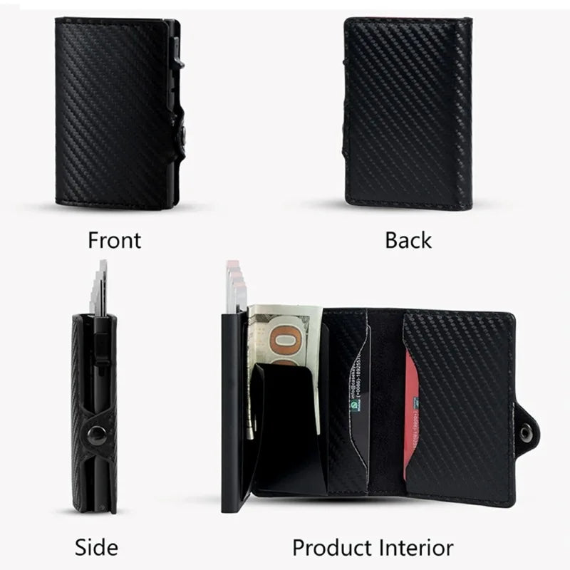 RFID Blocking Credit Card Holder Minimalist Men Wallet Carteira Masculina Money Bag Carbon Fiber Id Bank Cardholder Coin Purse