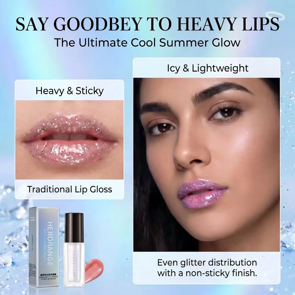 Herorange Star Glitter Lip Gloss Pearlescent Shimmer Mirror Plump Lips Hydrating Watery Lip Makeup