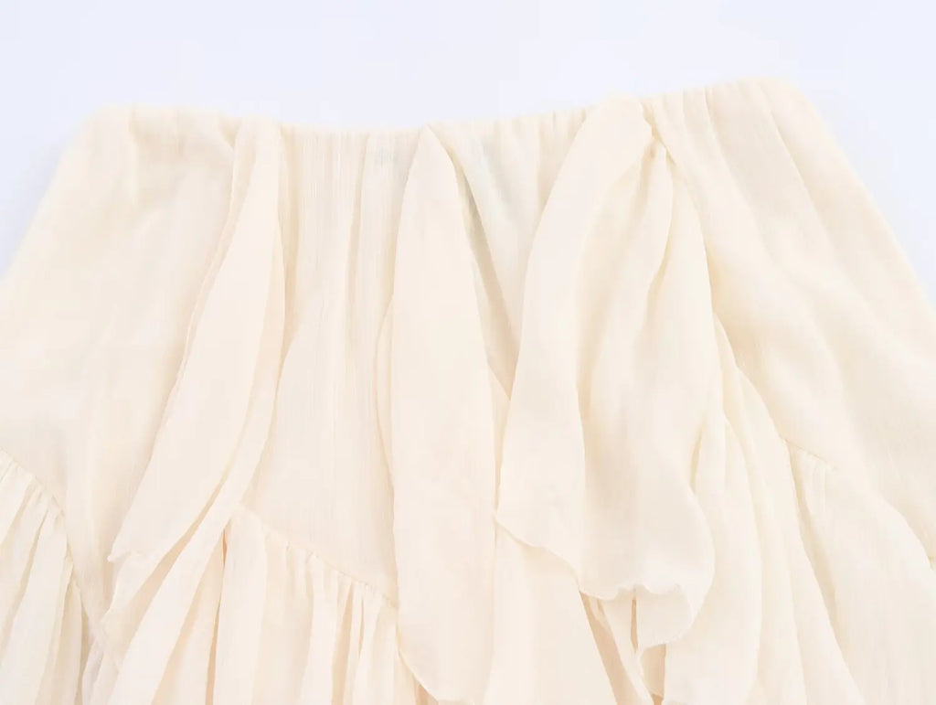 Irregular Ruffles Cake Skirt Pleated Cake Womens Skirt High Waist Faldas Mujer Japan Style Eleganr Skirts Spring Summer 2025