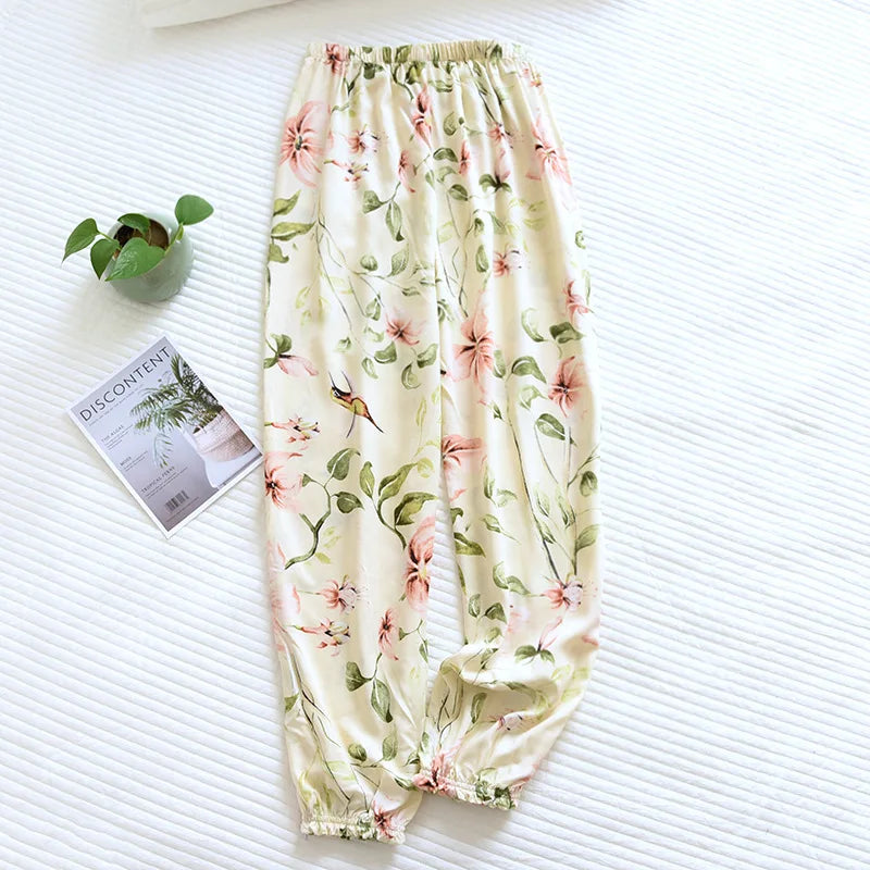 Cloud Cotton Story Women's Floral Pajama Pants - 100% Viscose Loose