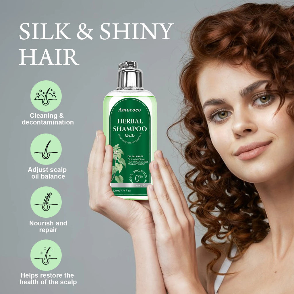 Amococo Nettle Shampoo 3 x 220ml - Oil Balancing Hair Cleanser