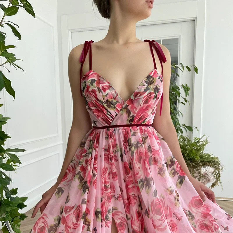 2024 New Vintage Printed Long Dress Sexy Tank Dress Beach Casual Vacation For Women Fashionable Sleeveless Design
