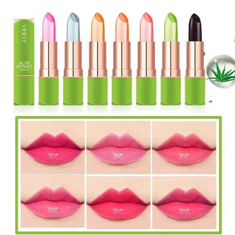 Aloe Vera Temperature Color Changing Lipstick Moisturizing Jelly Lip Balm Long Lasting Nourishing PH Reactive Lip Gloss Lip Care