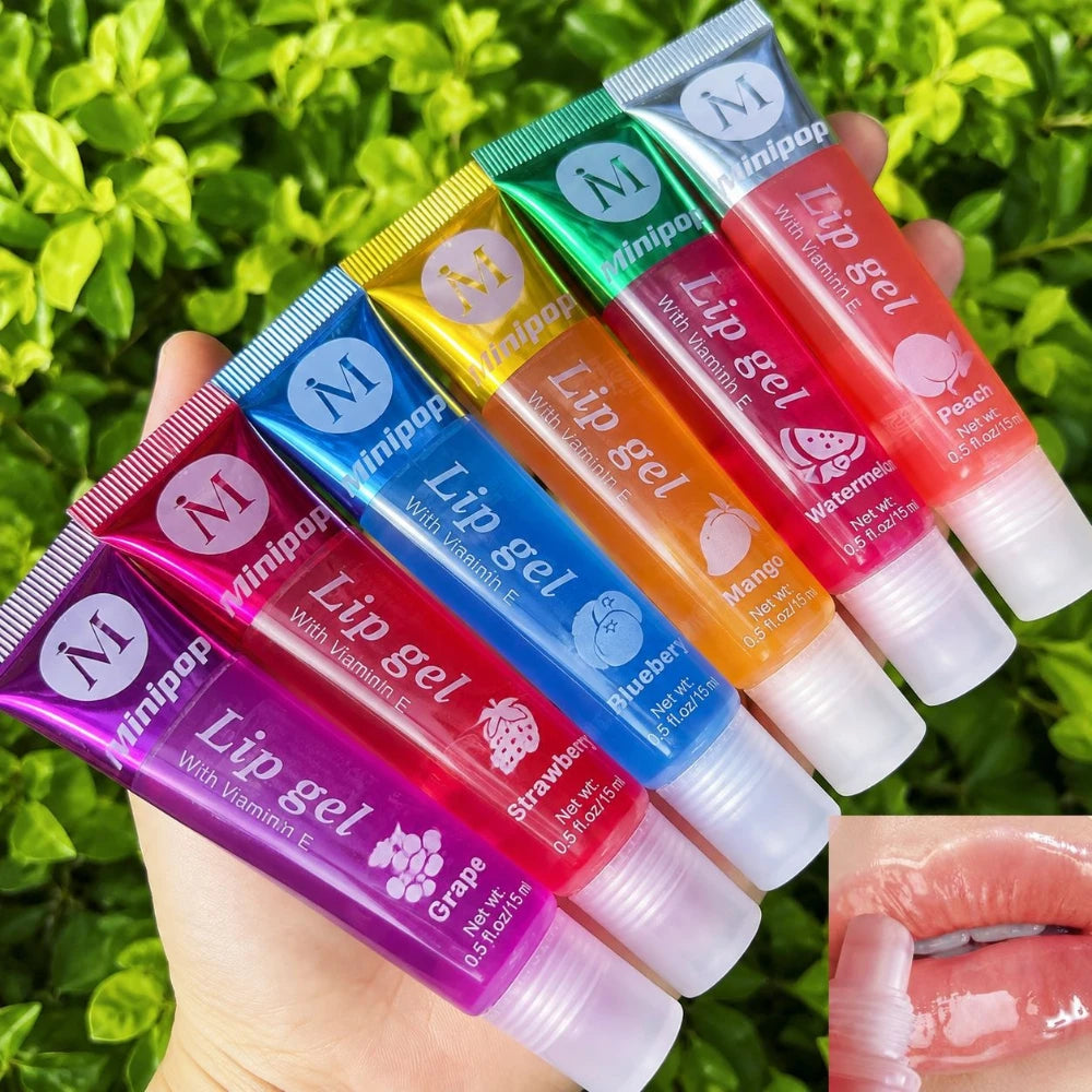6Pcs Fruit Flavor Lip Oil Set - Moisturizing Plumping Lip Gloss