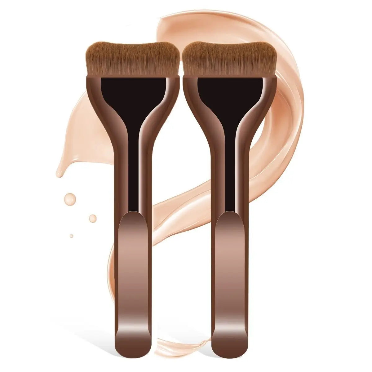 New 2Pcs Professional Foundation Makeup Brushes Soft Dense Hair For Blending Liquid, Cream Flawless Powder Makeup Beauty Tools