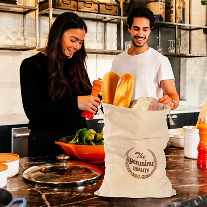Bolsa de pan de lino, bolsas reutilizables para pan, bolsas con cordón para pan casero artesanal, bolsa para baguette, contenedores de almacenamiento de alimentos