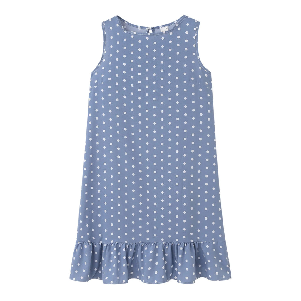 Simple And Elegant Floral Polka Dot Ruffle Dress