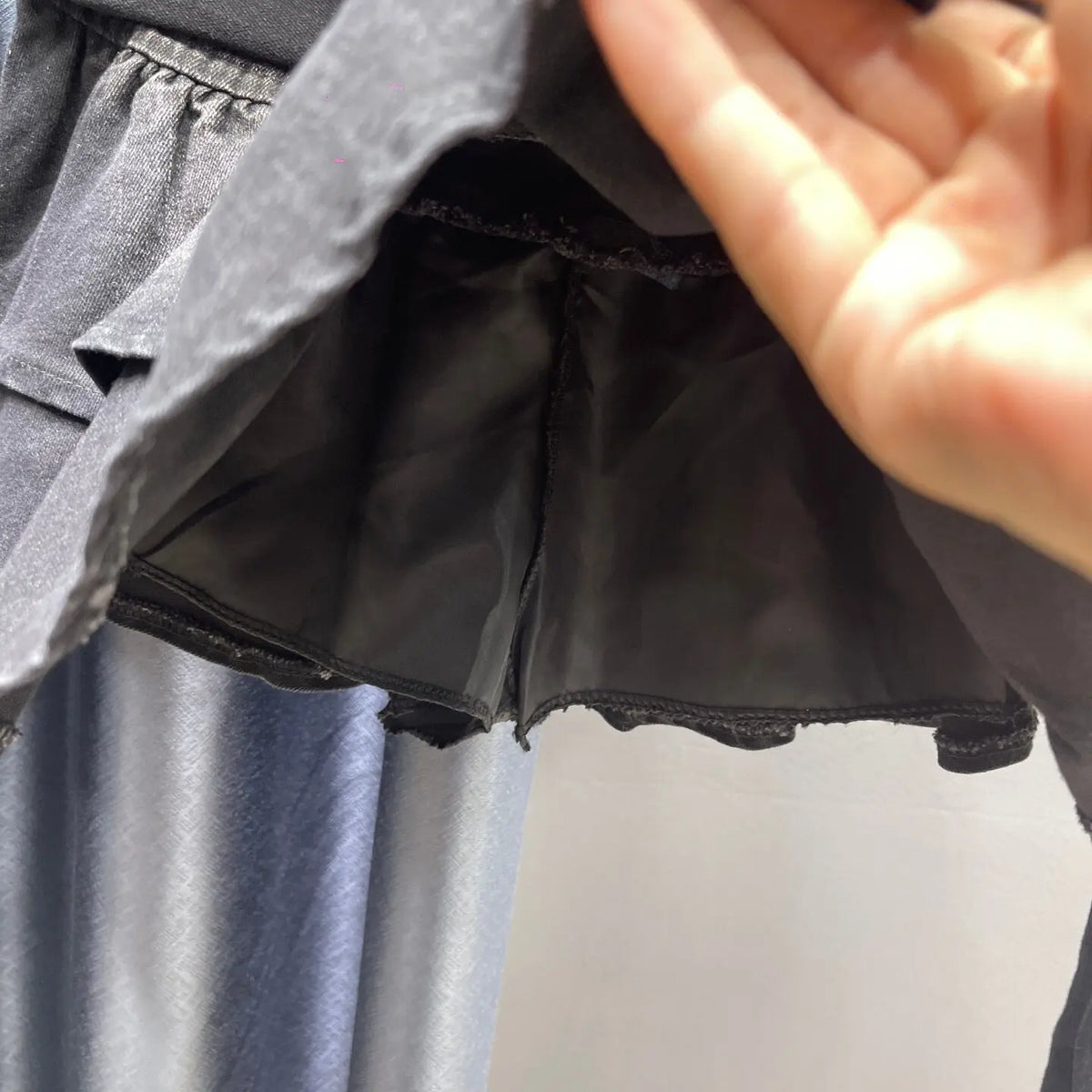 2026 Autumn New Spice Girl Retro Denim Cake Skirt, Women's High Waist Layered Ruffle Leaf Edge Mini Skirt, Blue Black Faldas