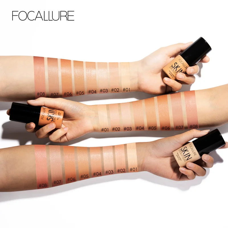 Focallure Base Face Liquid Foundation Cream Full Coverage Concealer Oil-Control Moisturizing Foundation Cream Makeup For Women'S