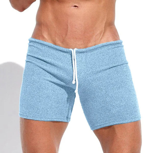 Summer Men's Casual Breathable Drawstring Shorts Solid-color Swimwear for Running Sports Surfing Beach And Vacation