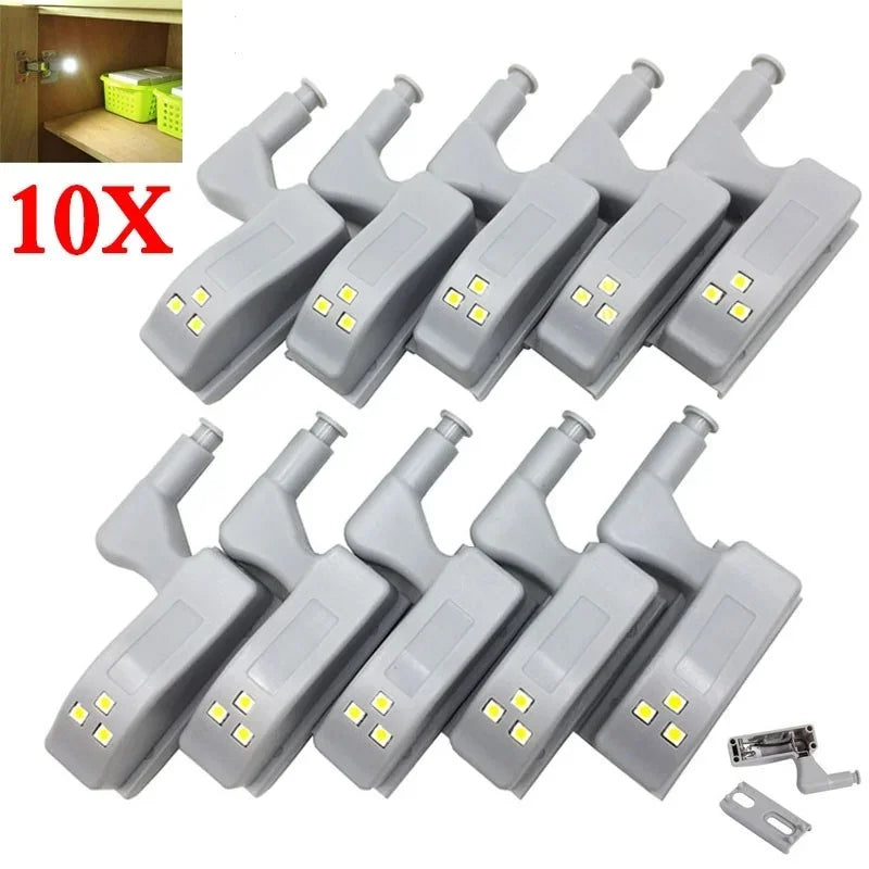 10 Unidades/Set Luces LED para Armario de Cocina, Lámpara de Bisagra Interior para Iluminación de Dormitorio, Armario, Closet, Luces Debajo de Gabinete, Luz Nocturna
