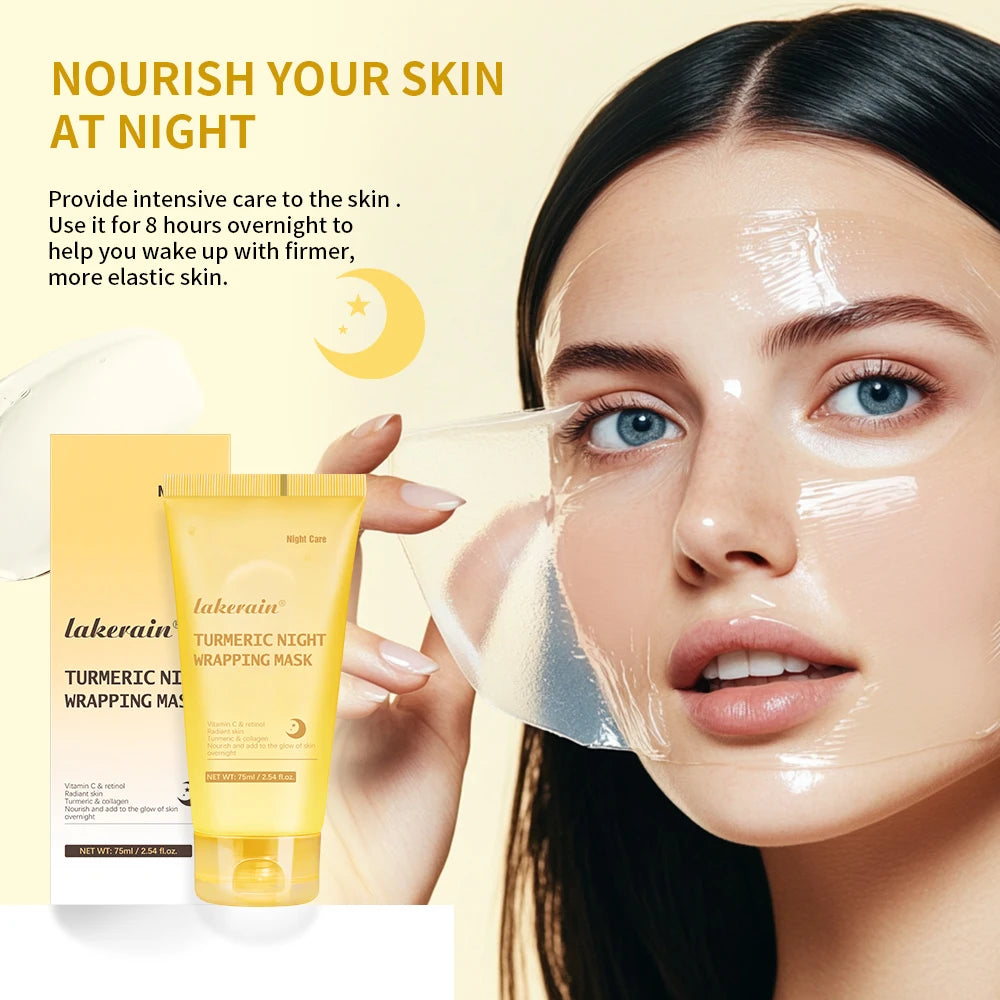 Collagen Overnight Wrapping Peel Off Facial Mask, Korean Collagen Night Wrapping Mask Deeply Hydrates Night Care Mask Cream 75ml