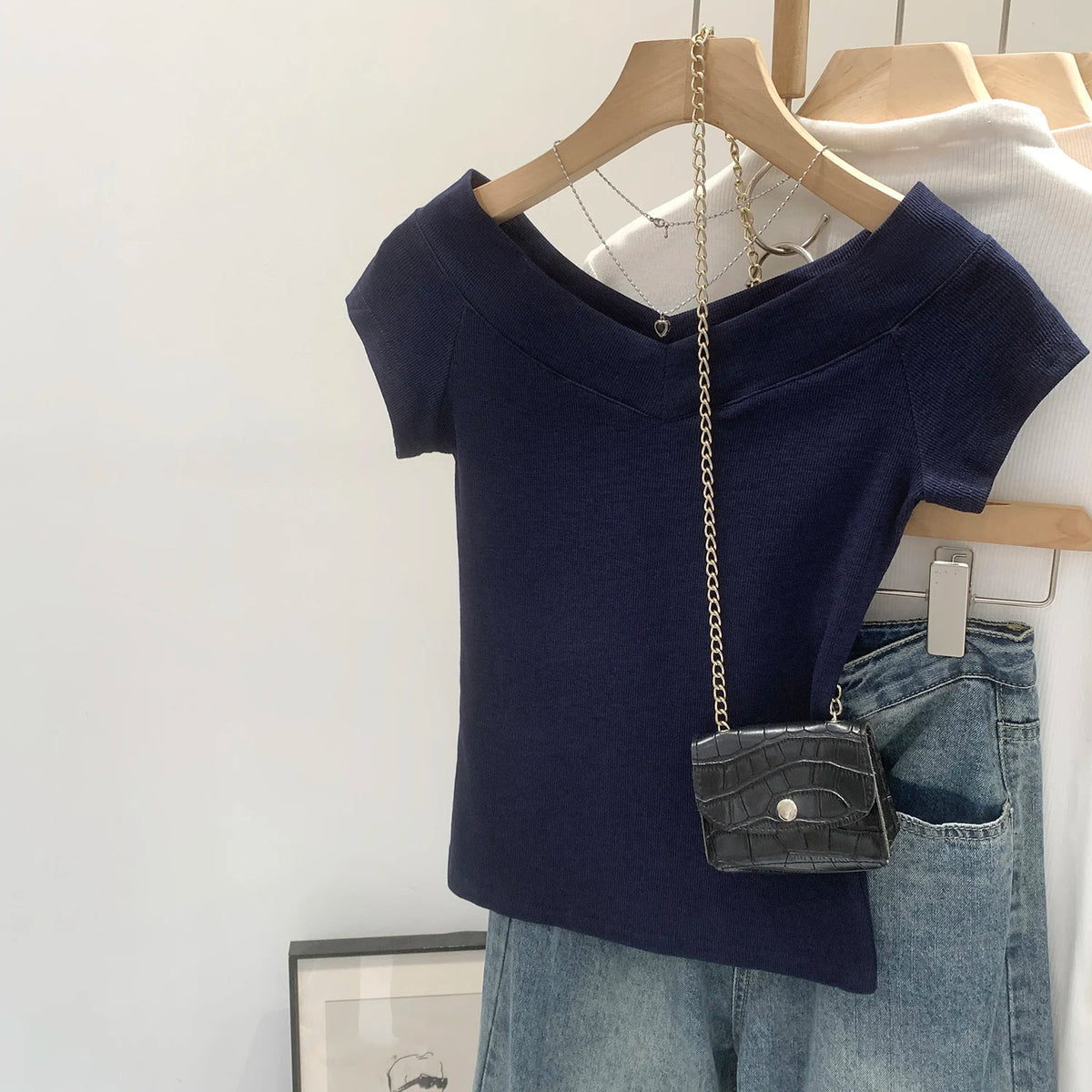 Women's One-Shoulder Short Sleeve T-Shirt - Pink Knit Backless Top