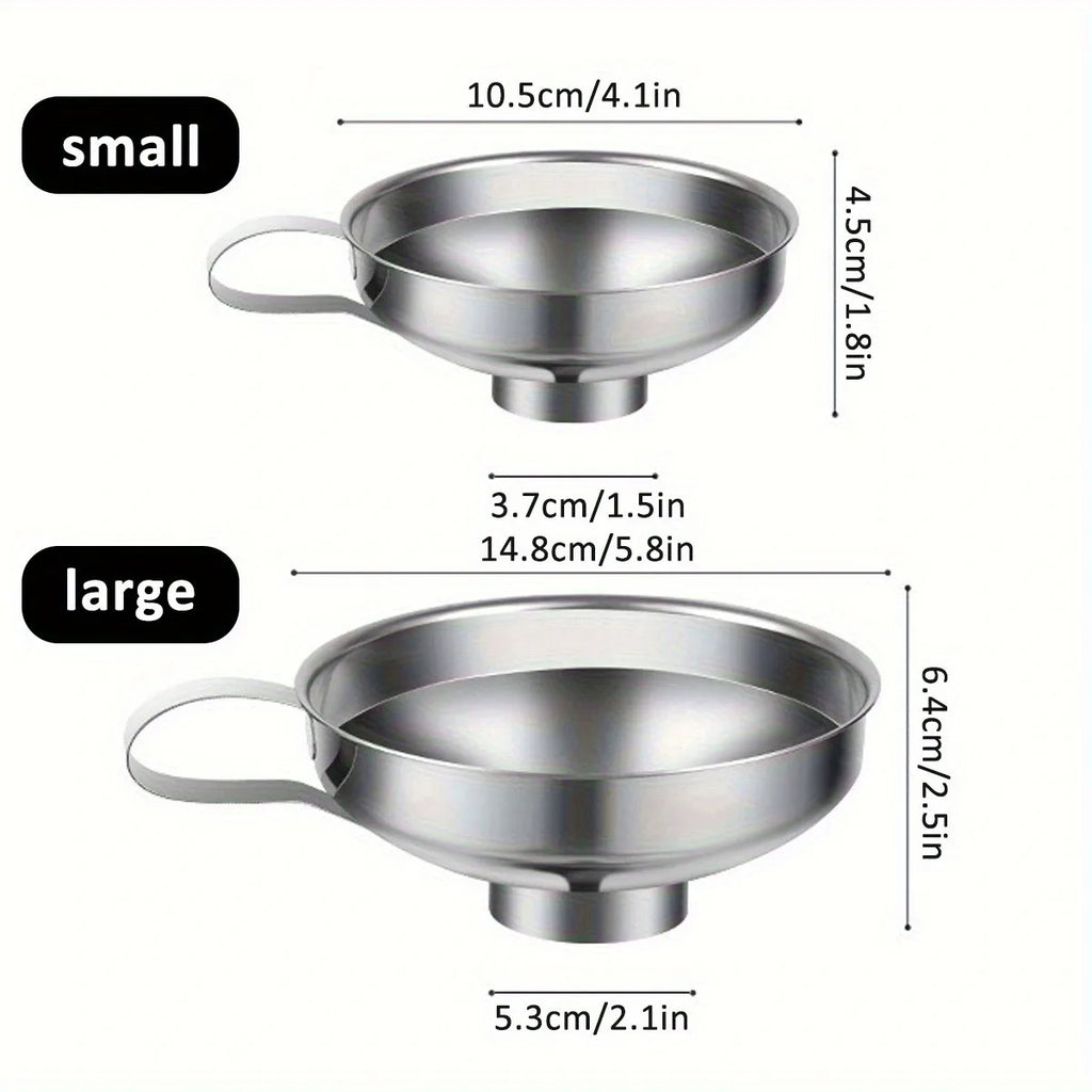 Juego de 3 embudos de cocina de acero inoxidable, embudos pequeños, embudo de boca ancha para tarros, embudo de silicona de grado alimenticio, accesorios de cocina