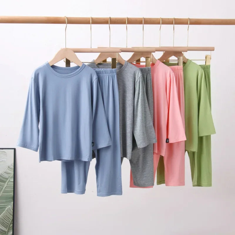 Unisex Kids Long Sleeve Pajamas Set - Cotton Blend Sleepwear