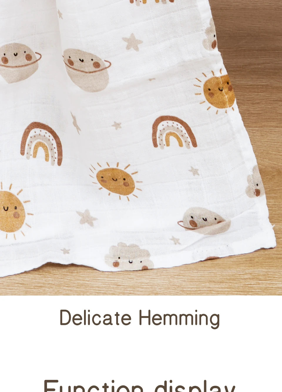 Elinfant Cute Soft Print Baby Towel Wrap 120x110cm Bamboo Cotton Baby Muslin Swaddle Blanket