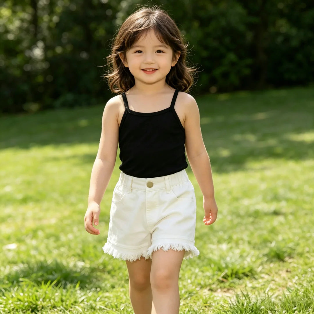 Girls Denim Shorts 2026 Summer 1-7Y Kids Short Jeans Solid Color Fashion Comfotable Clothing with Korean Style Pants