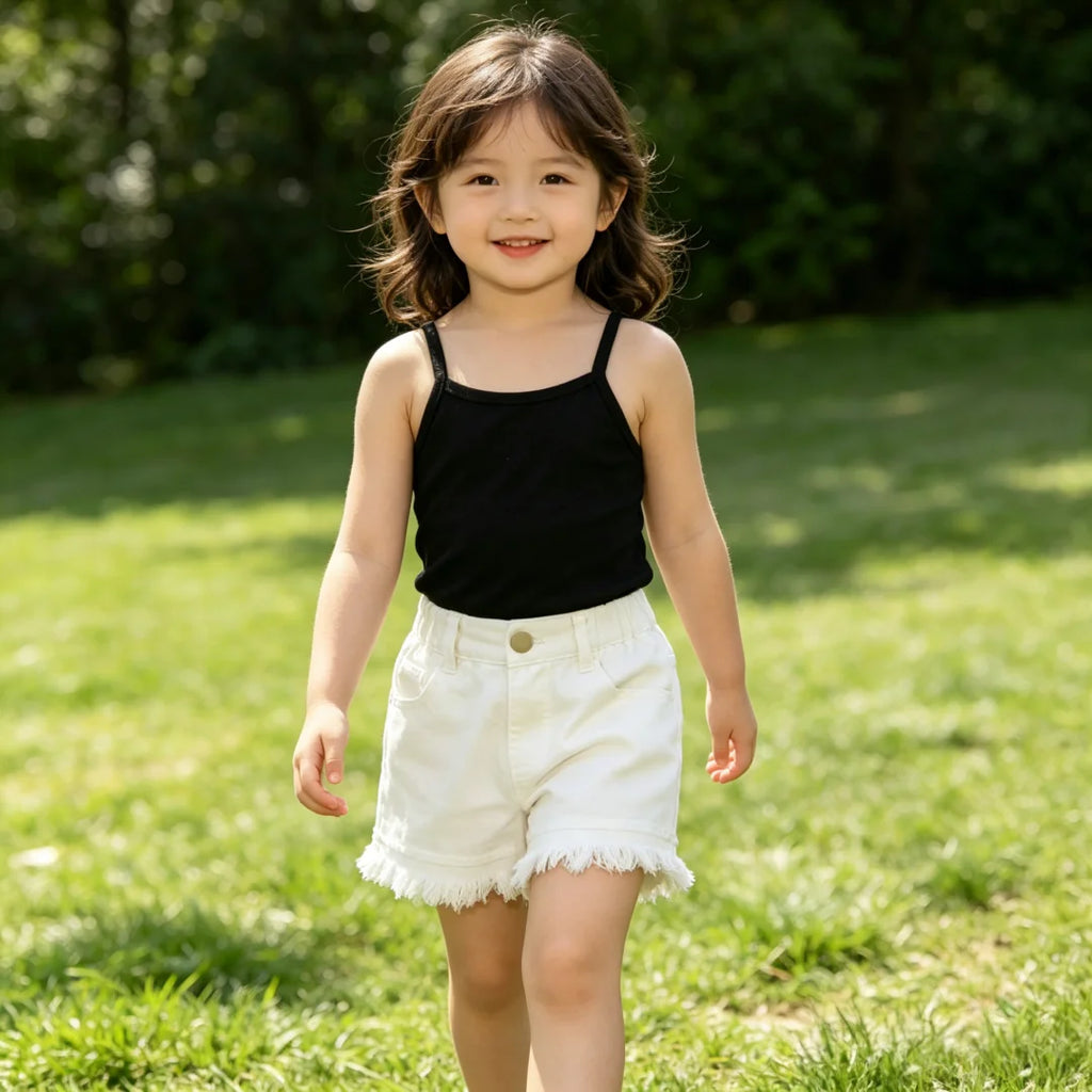 Girls Denim Shorts 2026 Summer 1-7Y Kids Short Jeans Solid Color Fashion Comfotable Clothing with Korean Style Pants