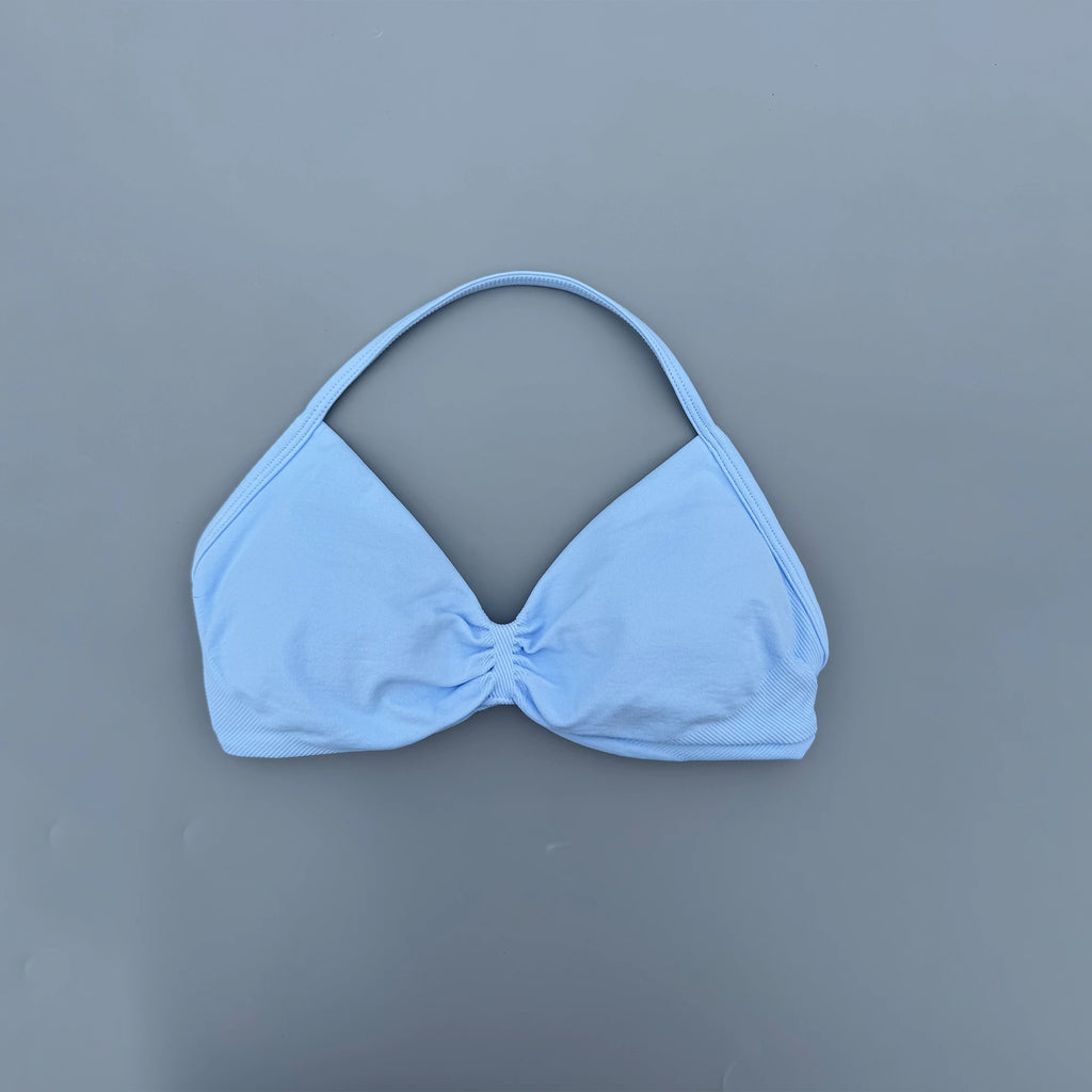 Sports Strappy Bra Yoga Underwear Women Gym Top Running Exercise Backless Bra High Support Active Wear Fitness Workout Halter