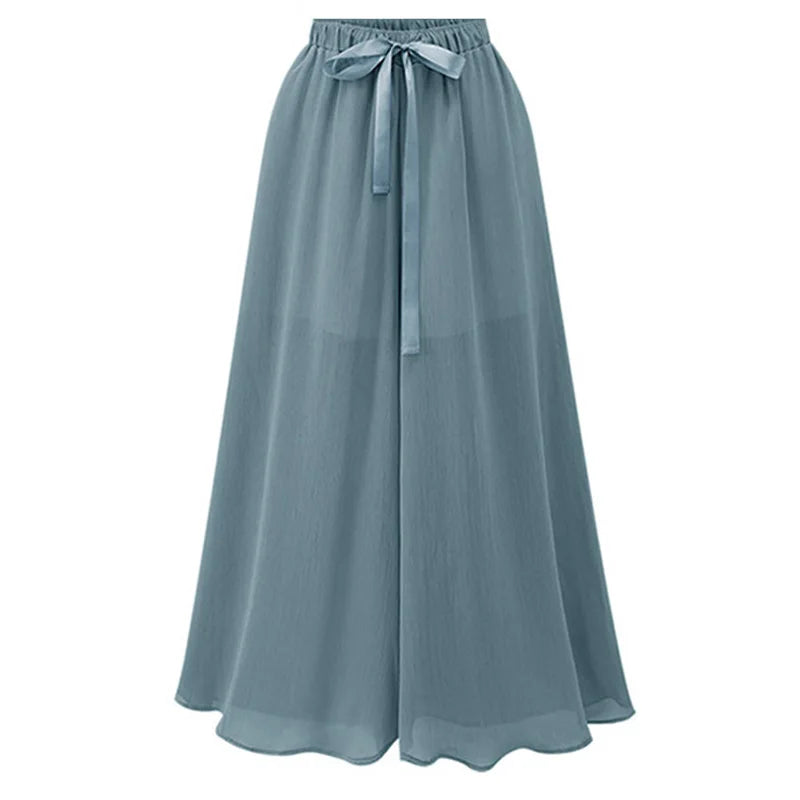 2026 Summer New Thin Women's Wide Leg Skirts Pants, Fashion Loose Ankle-Length Pants,Black Green Red,Asian Size M-5XL,6XL,7XL
