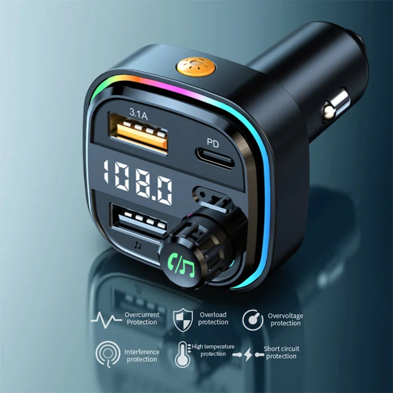 Newest C26 Bluetooth 5.0 FM Transmitter Handsfree Car Radio Modulator MP3 Player USB Super Quick Charge Adapter Car Accessories