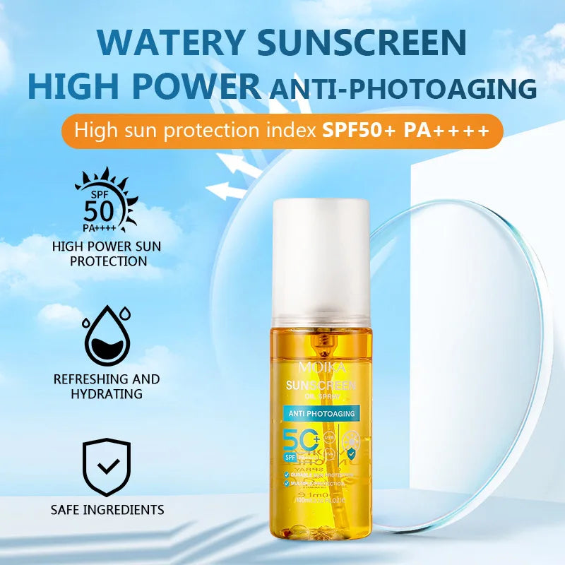 Facial Body Sunscreen Oil Spray Whitening Sun Cream Sunblock Skin Protective Cream Anti-Aging Oil-control Moisturizing SPF50+