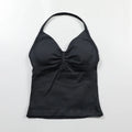 No Logo Longline Strappy Top Women Seamless Yoga Tank Top Ruched Backless Gym Clothes Workout Sleeveless Shirt With Built In Bra