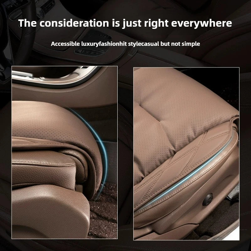 Car Seat Cushion New Waist Cushion for Most Cars Breathable and Ventilated Nappa Leather All Season Seat Cushion