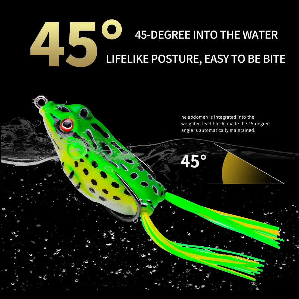 2PCS Soft Silicone Frog Baits, 5G, 8.5G, 13G Plastic Freshwater Fish Baits with Fishhooks, Top Water Rays, Artificial 3D Eyes