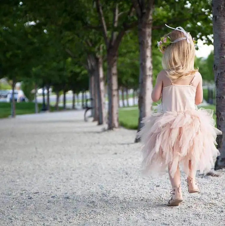 High-end Girls Tutu Dress 2026 New Summer Kids Sequin Flower Feather Slip Dresses Little Girls Princess Performance Dress